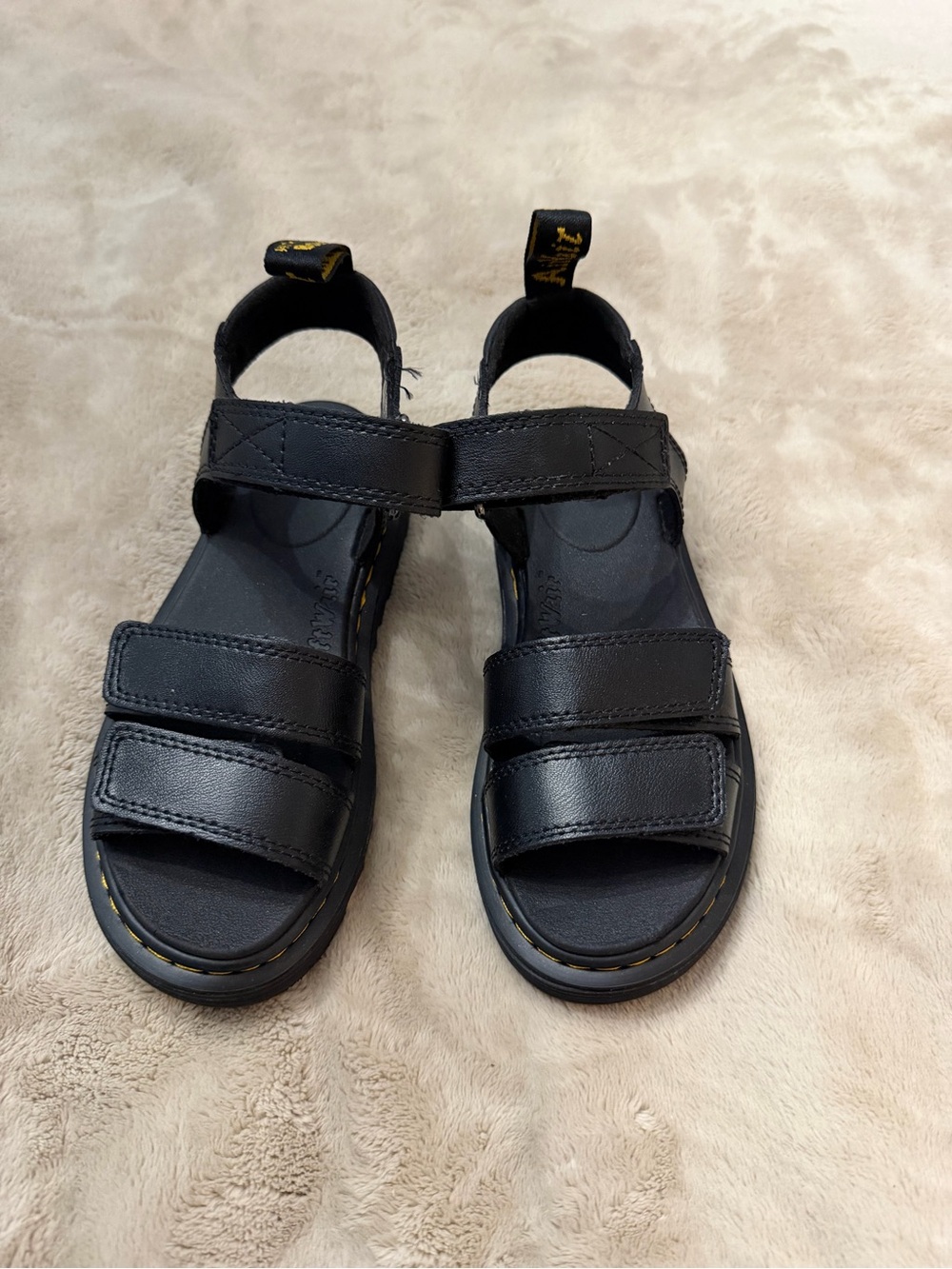 Dr. Martens Black Youth Leather Velcro Sandals